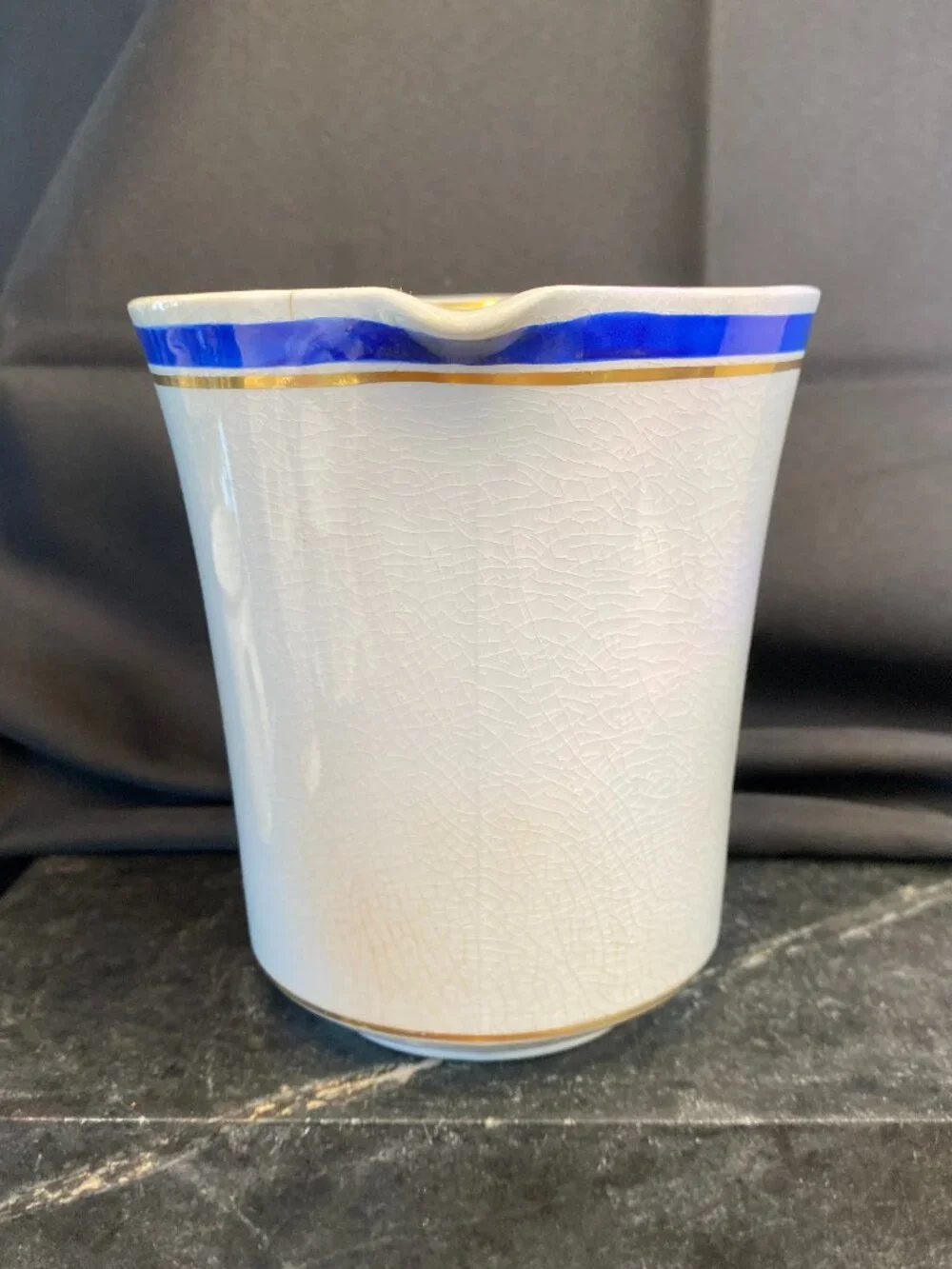 Vintage Rörstrand Sweden Ceramic Pitcher Modell Gunnar Nylund Blue Gold Art Deco